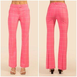 💕TRINA TURK💕 Carillo Pant ~ Windowpane Tropical Suiting Candy Pink 14 NWT